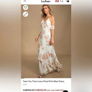 LULU S tiered maxi floral halter Dress ,Ruffle,sheer,chiffon,PTP 16”, fairycore